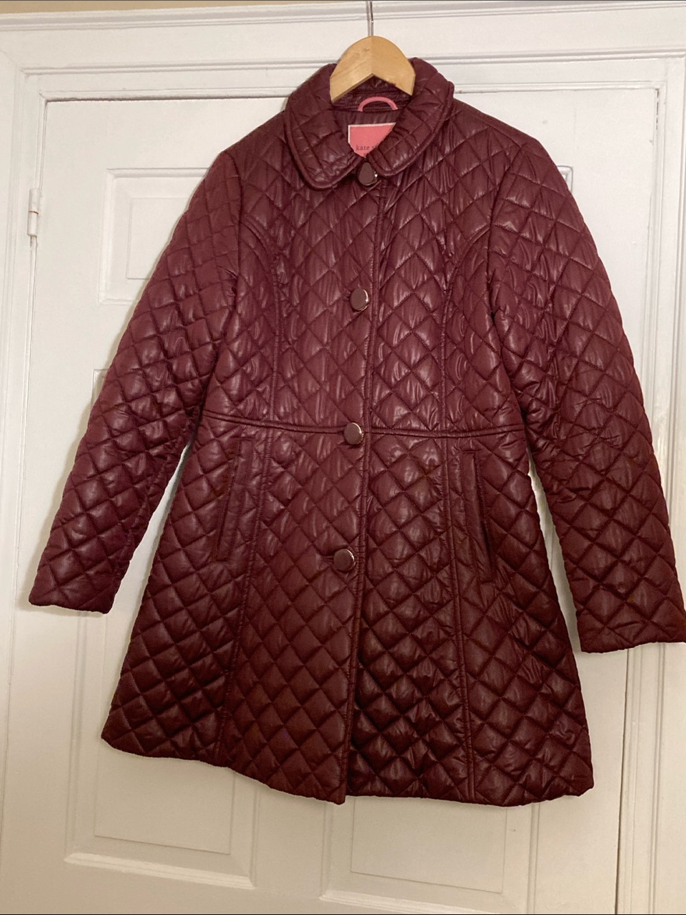 kate spade Quilted Burgundy Pea Coat, Size S